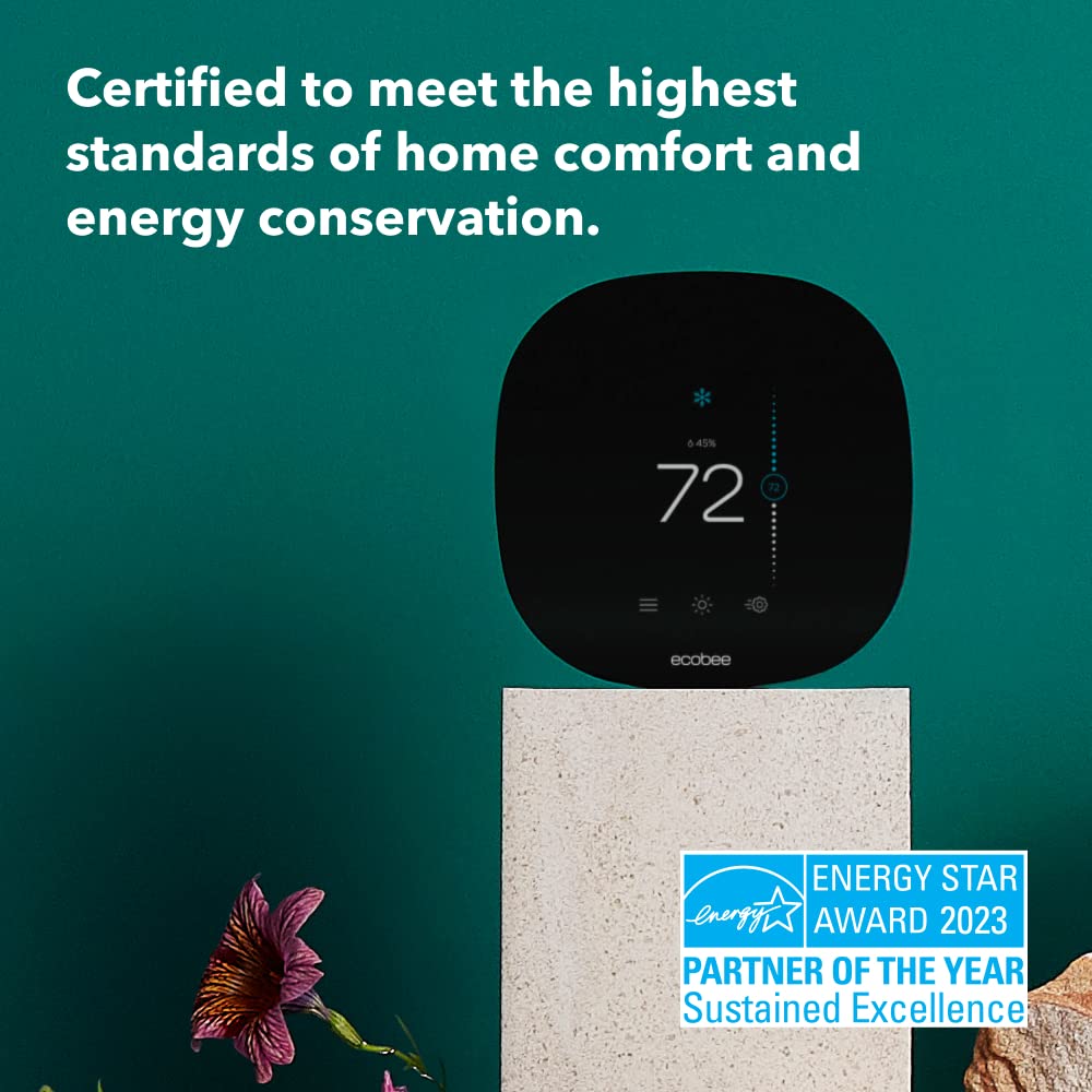 ecobee3 Lite Smart Thermostat &ndash; Programmable Wifi Thermostat &ndash; Works with Siri, Alexa, Google Assistant &ndash; Energy Star Certified &ndash; DIY Install, Black