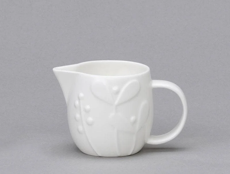 Plum Seedling Small White Bone China Jug