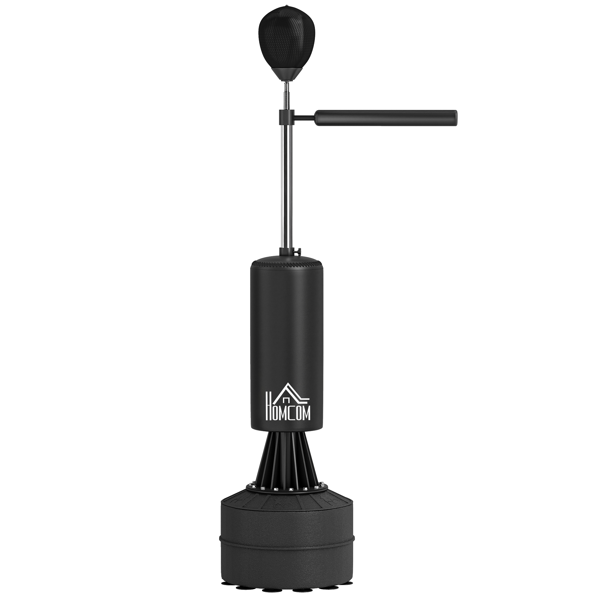 HOMCOM Boxsack Standboxsack Punching Ball Brunier 3-in-1 mit Ballon de Vitesse, flexiblem drehbarem Arm, höhenverstellbar