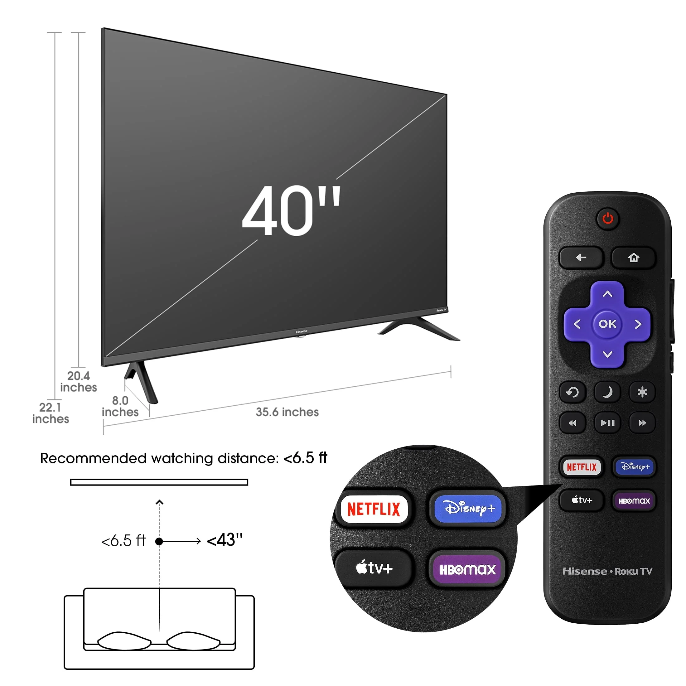 Hisense 40 FHD Roku Smart LED TV 1080p, Motion Rate 120, Game Mode, DTS Sound