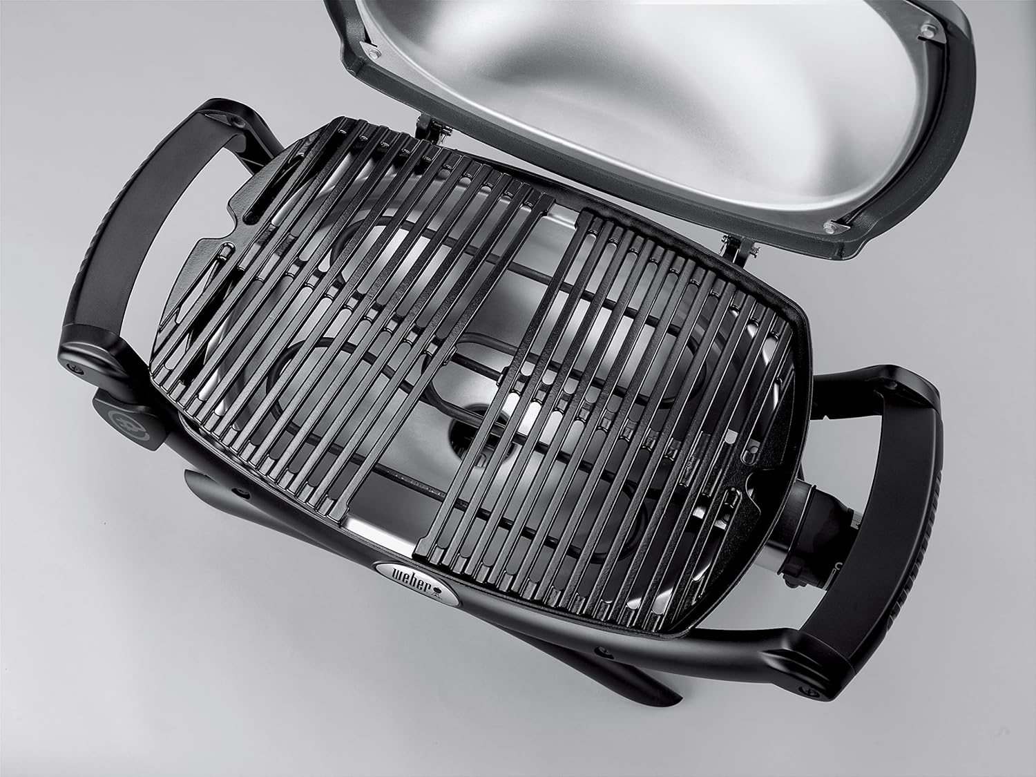 Weber Q1400 Elektrogrill, 43 x 32cm Grillfäche, portabler BBQ Grill, 2-geteilter porzellanemaillierter Guss-Grillrost, Aluminiumguss Deckel & Gehäuse - Dark Grey (52020079)