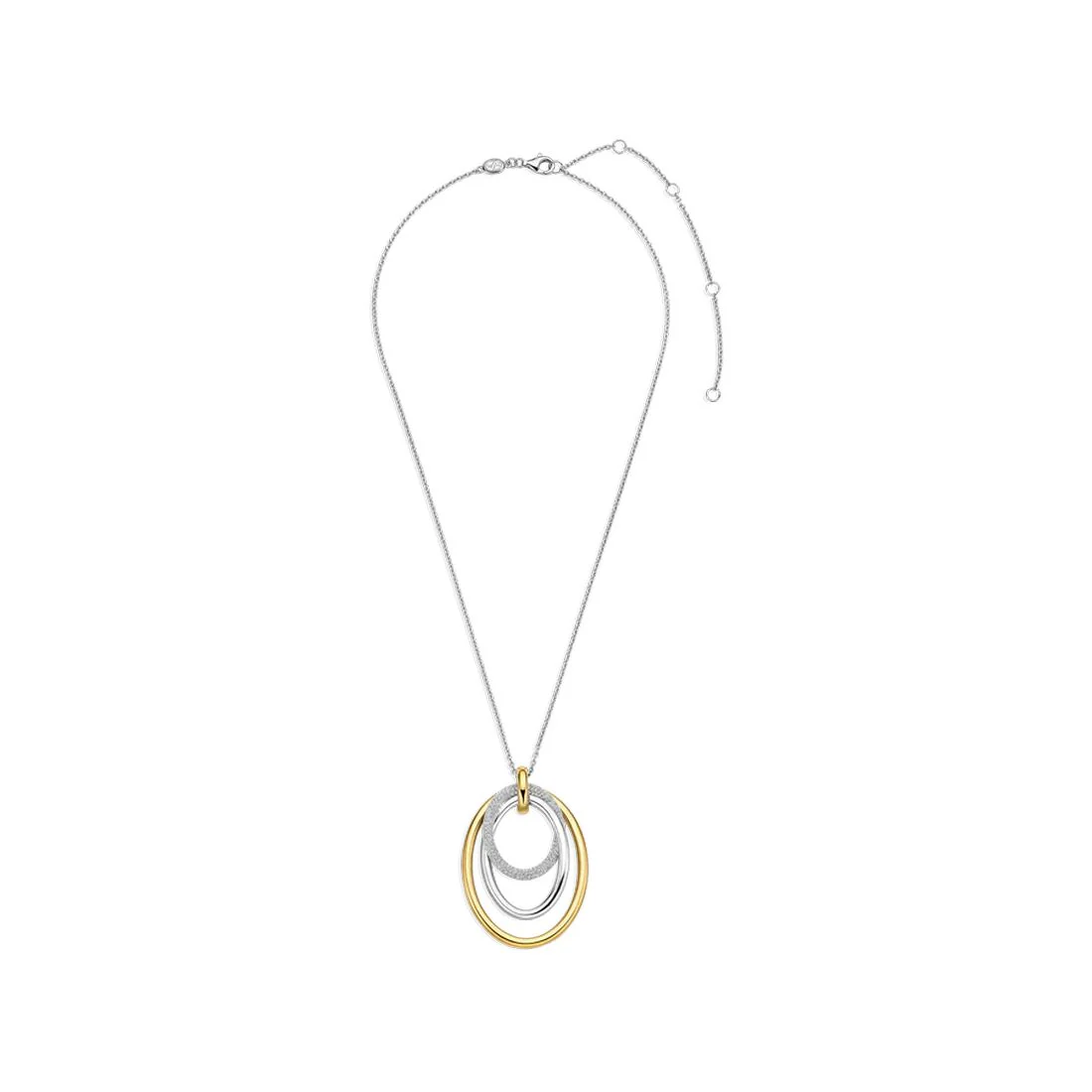 Collana Ti Sento Milano in argento bicolore cerchi Intrecciati zirconi 34127ZY