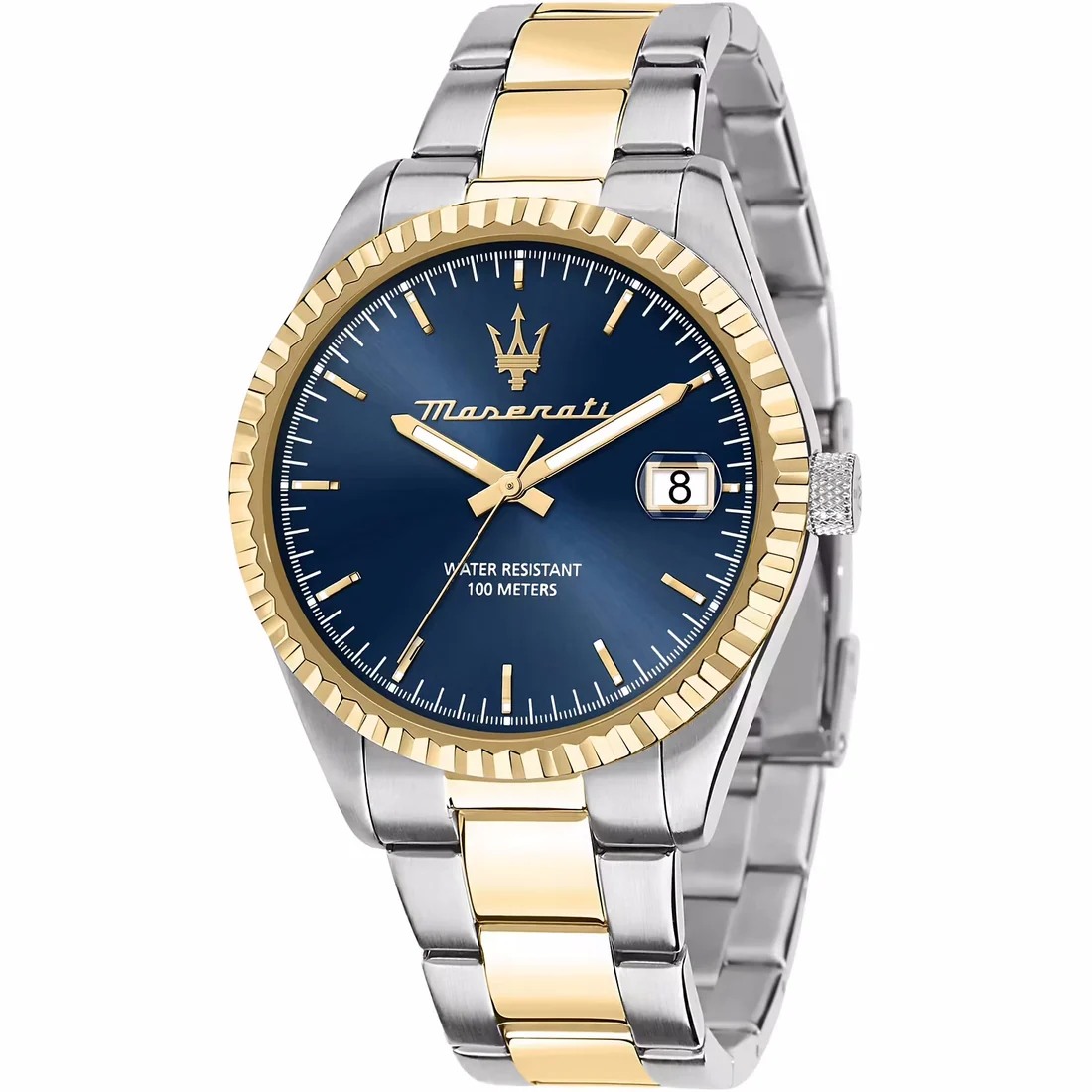 Orologio Maserati Competizione dettagli in oro quadrante blu R8853100027