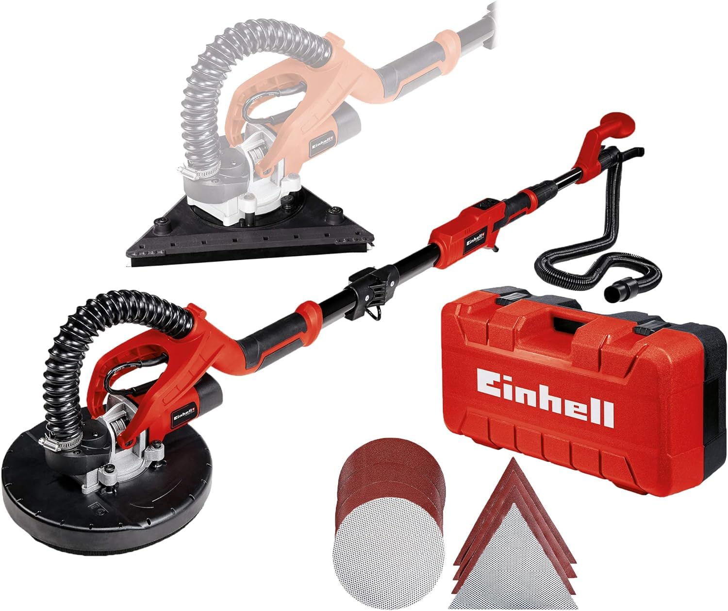 Einhell Trockenbauschleifer TE DW 225 X 750 W wechselbarer Schleifteller 165 cm Teleskop Stiel Set im Koffer