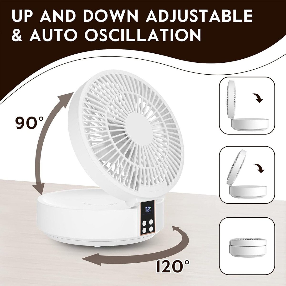 Tischventilator Tischventilator mit Fernbedienung 3 Geschwindigkeiten LED USB