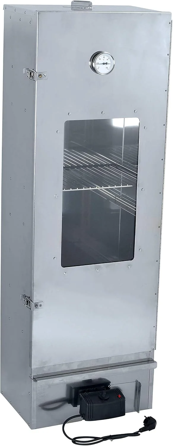Nischenmarkt Grill-Räucherofen-Kombination, 1,2 m, Silber, Massiver, genieteter hoher Räucherofen in Edelstahl