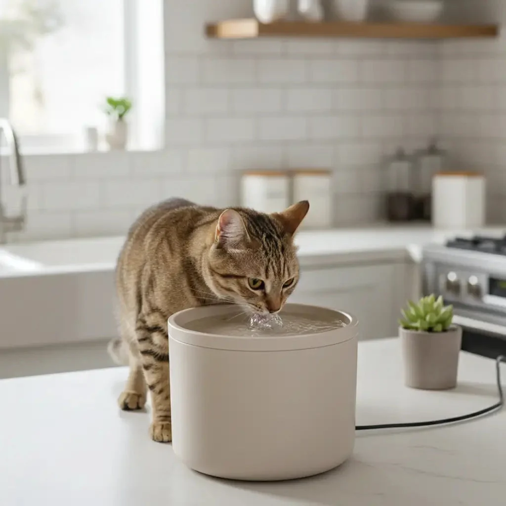 Ceramic Cat Water Fountain �C 4-Layer Filtration, Ultra-Silent 20dB & USB Powered