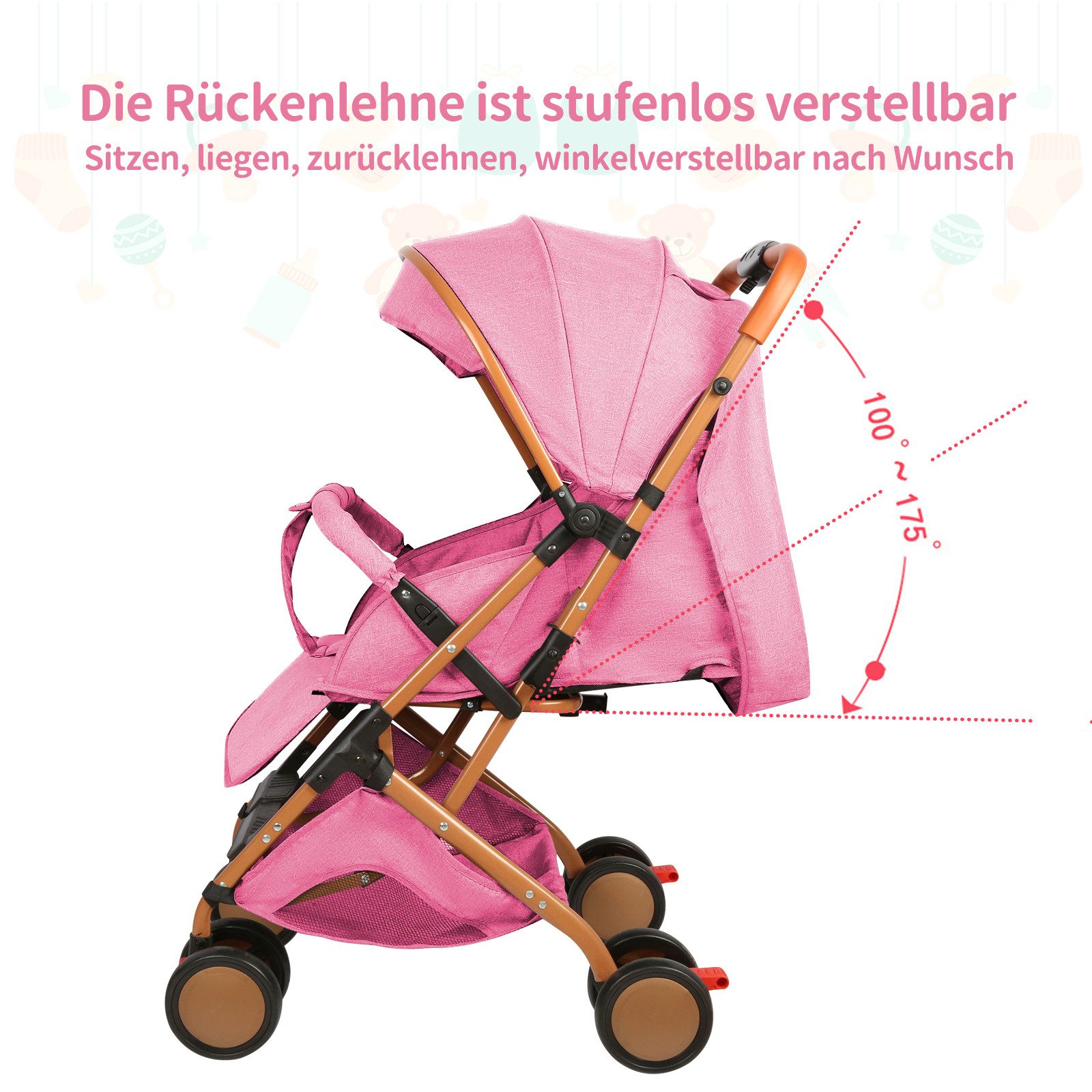Kinder-Buggy Baby Kinderwagen, Kompakter Buggy, 0–4 Jahre