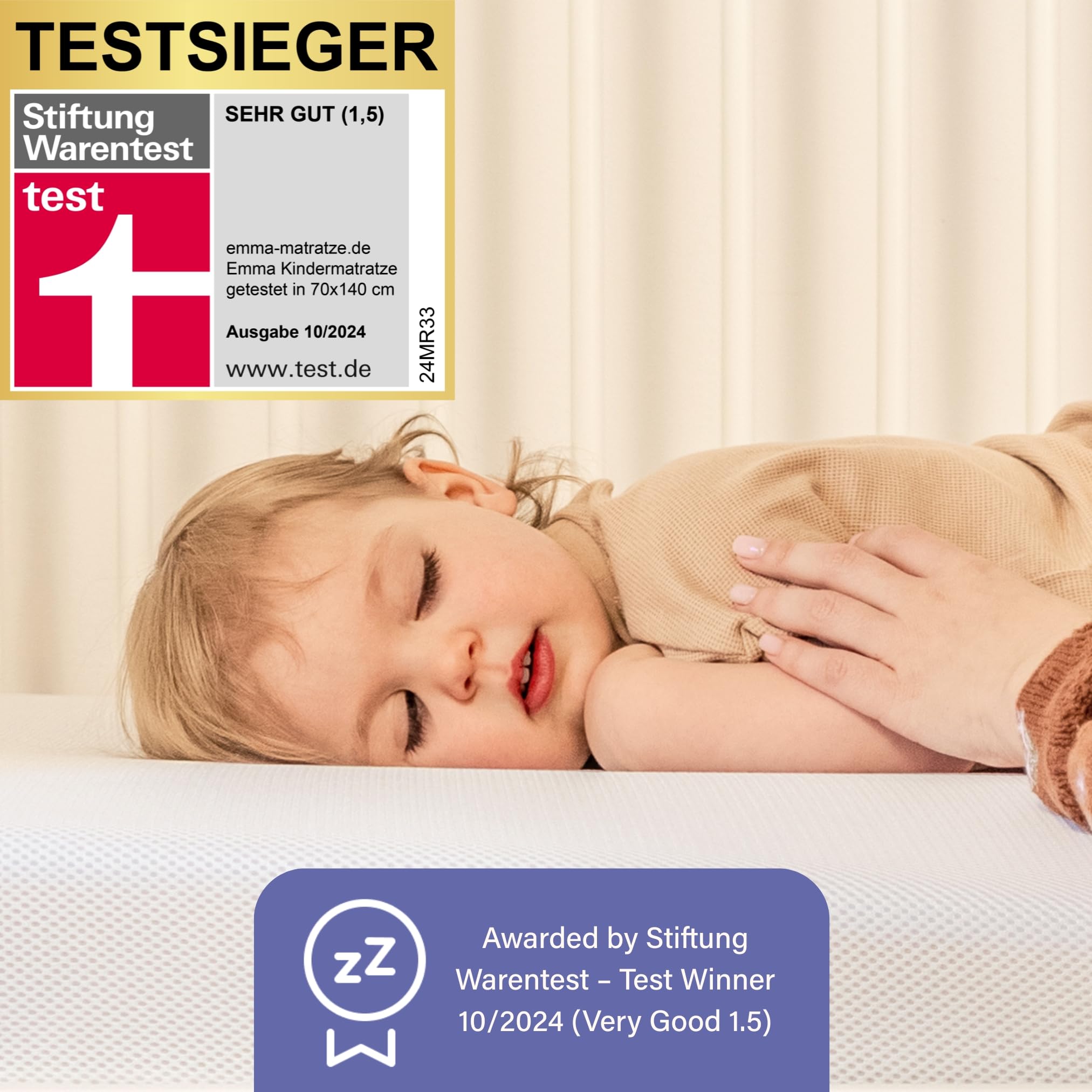 Kindermatratze 70x140 cm für Babybett und Kinderbett, extra hart, atmungsaktiv, abnehmbarer waschbarer Bezug, OEKO-TEX zertifiziert