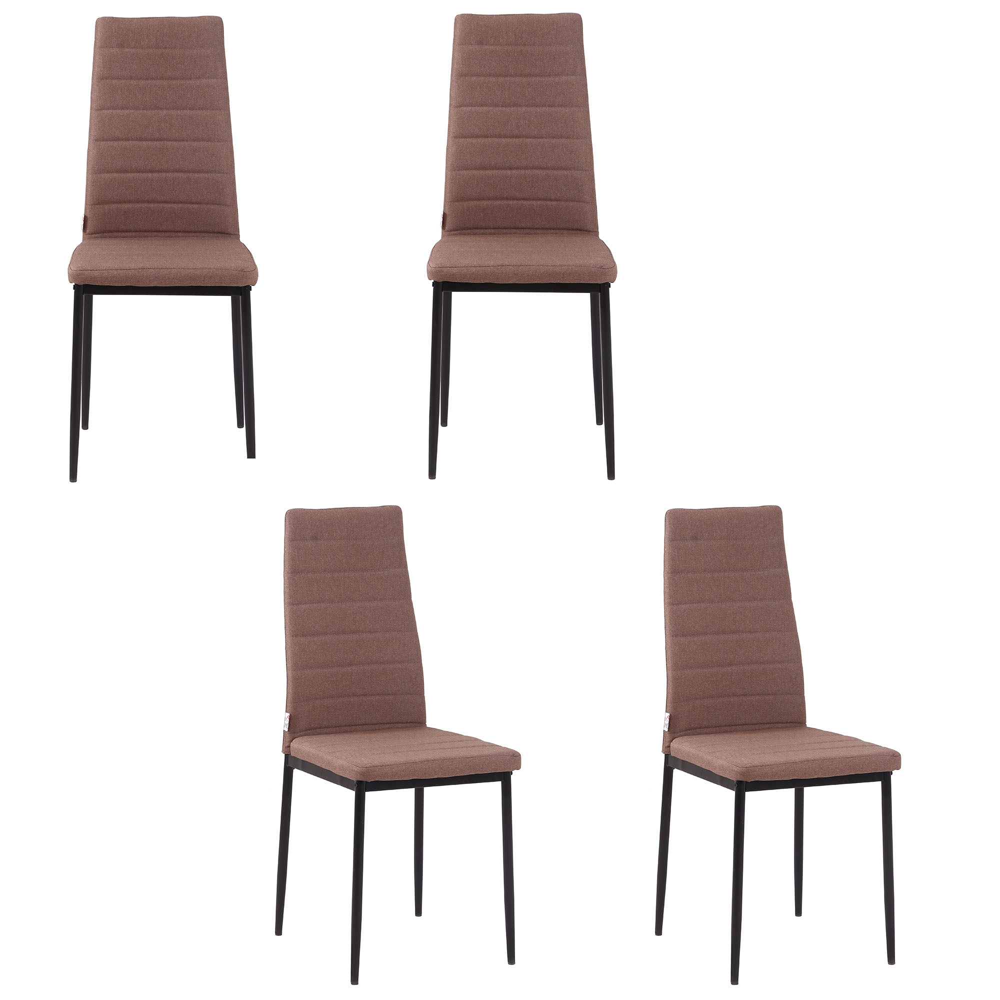 HOMCOM Set 4 Gepolsterte Stühle für Wohn- oder Esszimmer, Moderne Küchenstühle, aus Metall und Stoff in Khaki
