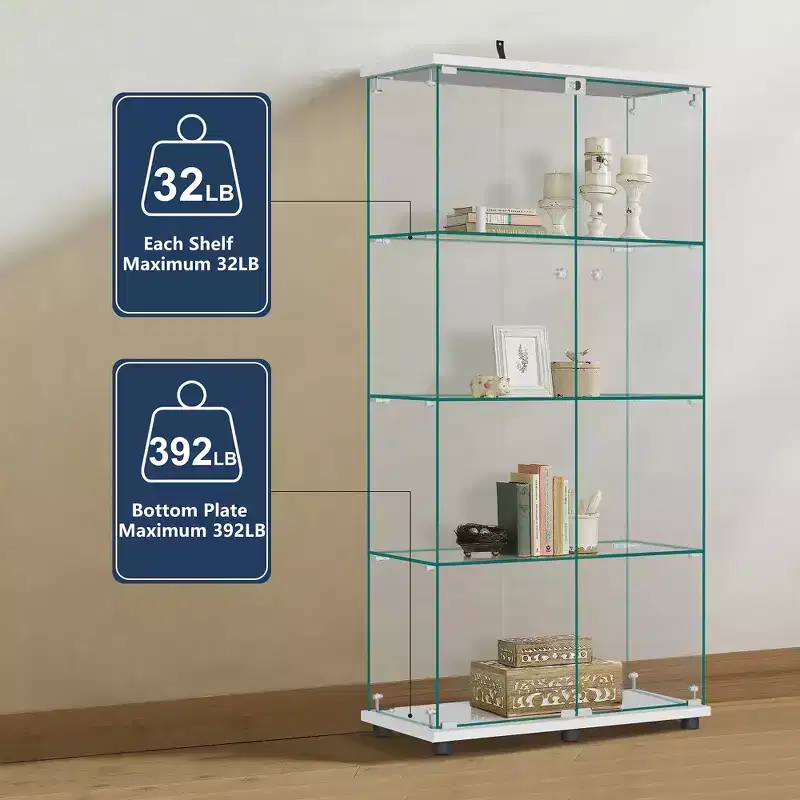 64.5 X 32 Glass Display Cabinet Curio Cabinet with Lock