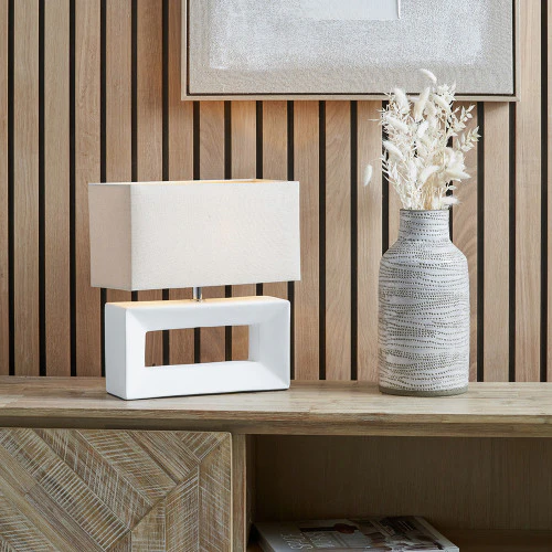 White Ceramic Rectangular Table Lamp