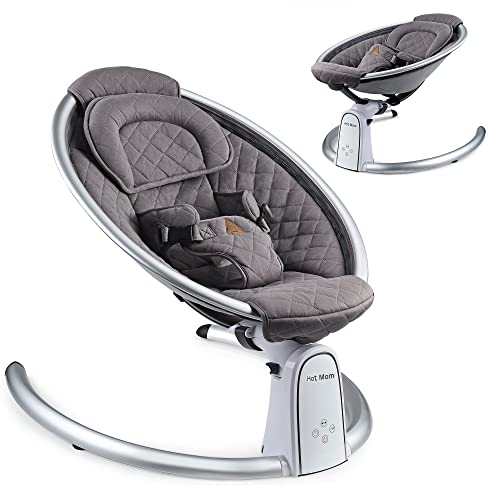 Hot Mom dondolo neonati,sdraietta neonati Elettrica,Blocco, Timer,Bluetooth (Grigio scuro) : Prima infanzia