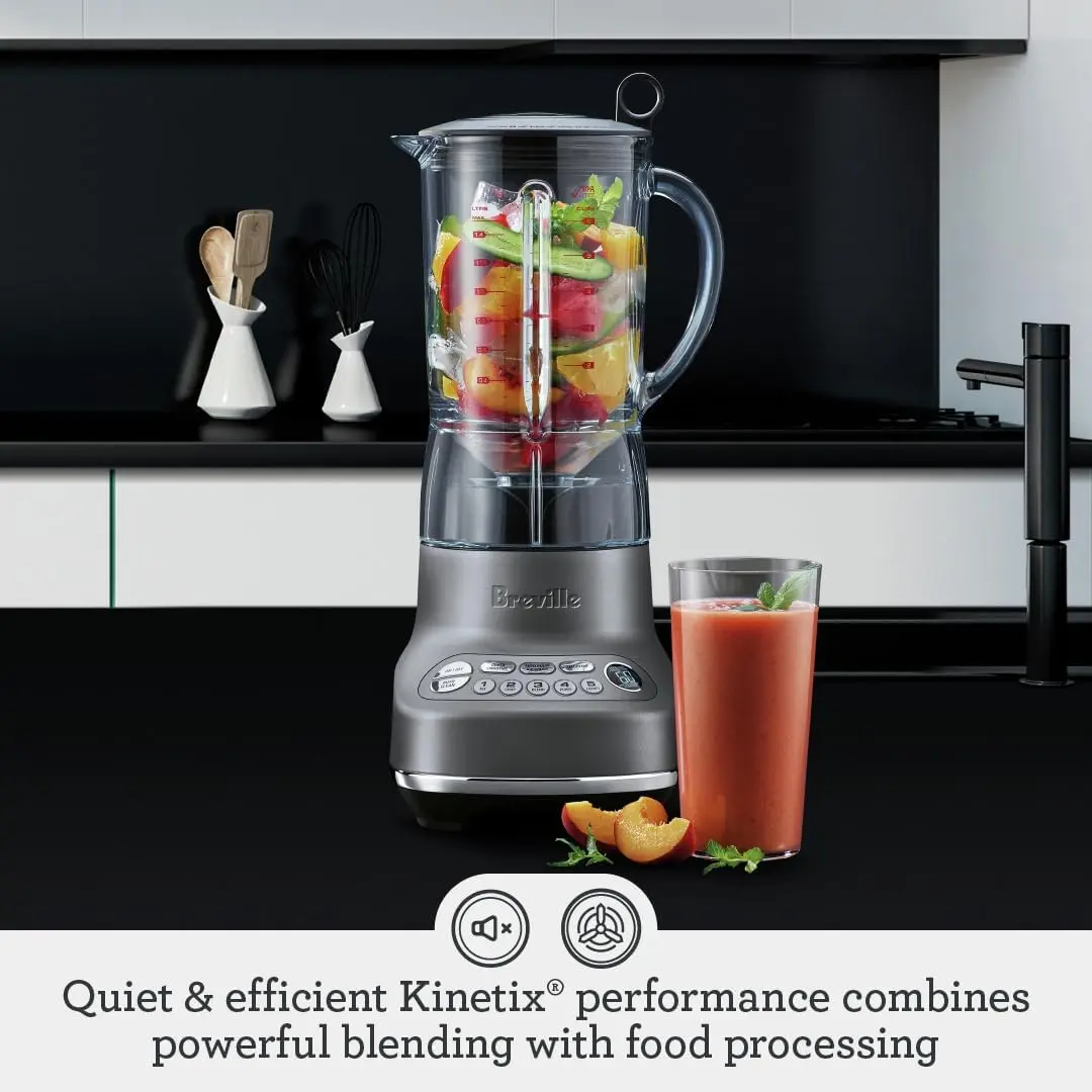 Breville the Fresh & Furious Red Velvet 50 oz Food Blender, 1100 Watts, 5 Speed Settings, Includes Accessories