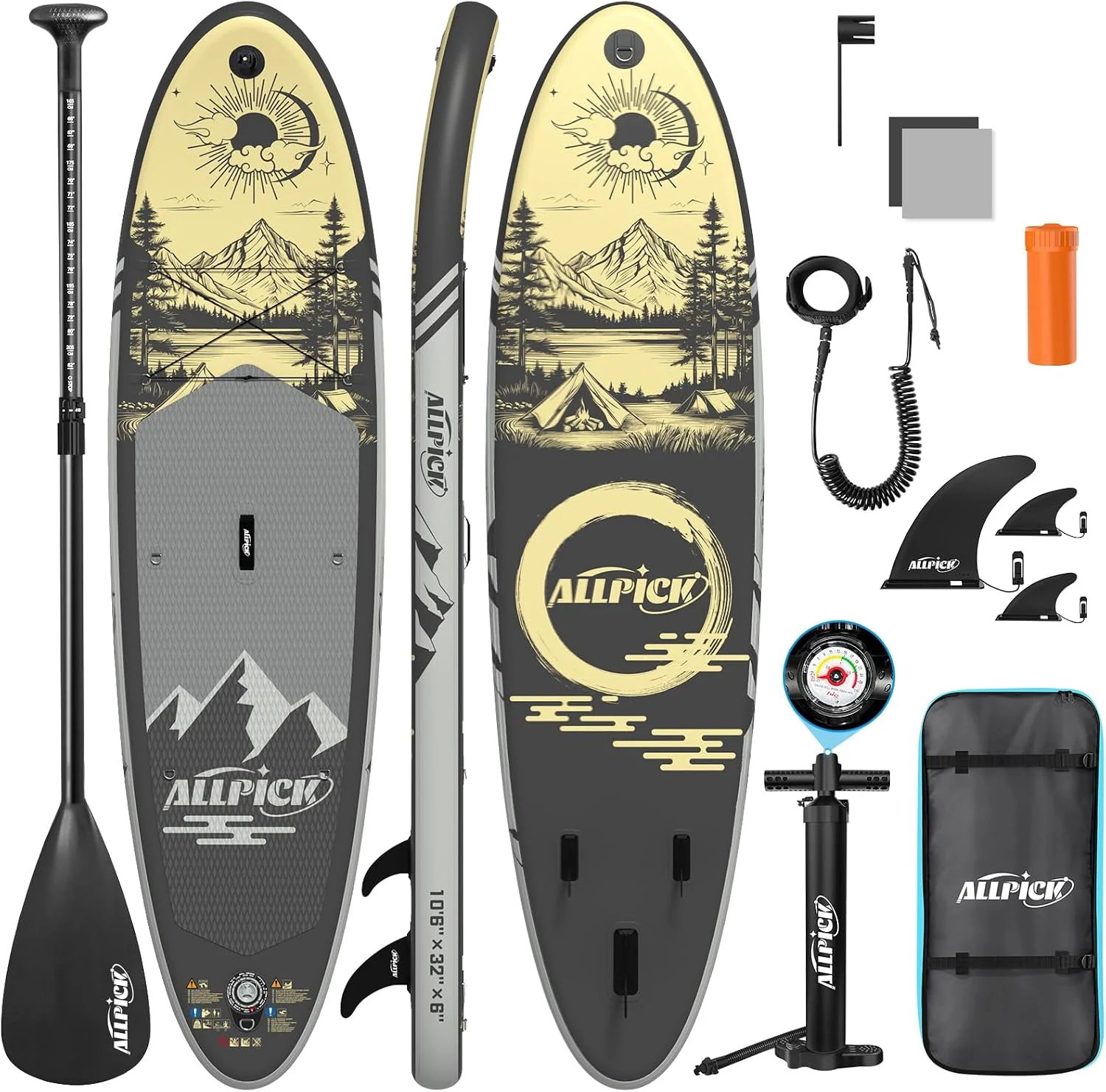 ALLPICK Stand Up Paddling Board Aufblasbar, 200kg, SUP Board Set