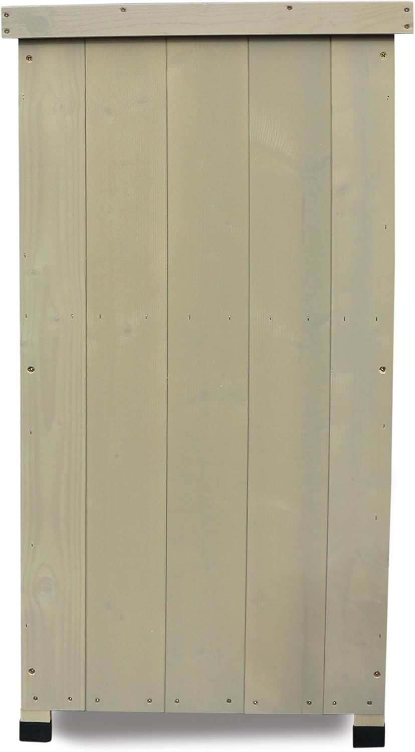 HABAU Gartenschrank Kompakt mit Arbeitsplatte, wetterfest in Grau lasiert, aus zertifiziertem Massivholz, ideal für Garten, Balkon und Terrasse, 45 x 45 x 91 cm