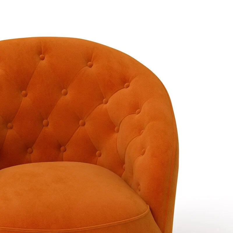 Velvet Upholstered 360 Degree Swivel Barrel Chair with Button Tufted Back