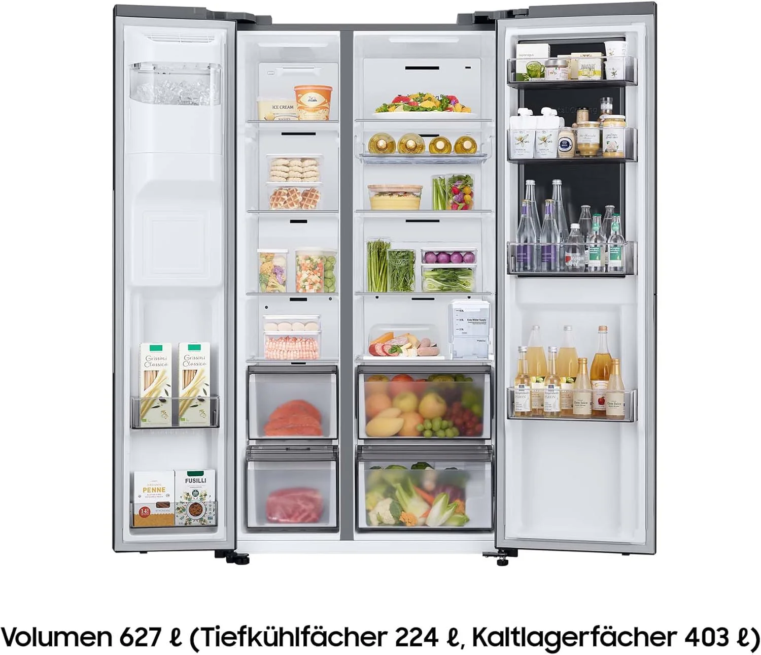 Samsung RS64DG53R3B1EF Amerikaanse koelkast, 178 cm, 628 l, SmartThings AI Energy Mode, ijs- en waterdispenser, Slim Ice Maker, Premium Black Steel