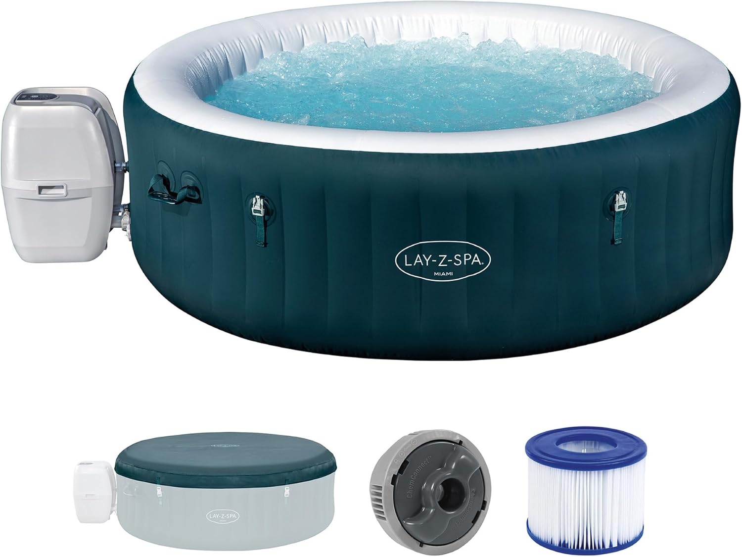 Bestway® Lay-Z-SPA® Energiespar-Whirlpool Miami AirJet™ für 6 Personen Ø 196 x 66 cm, Dunkelgrün