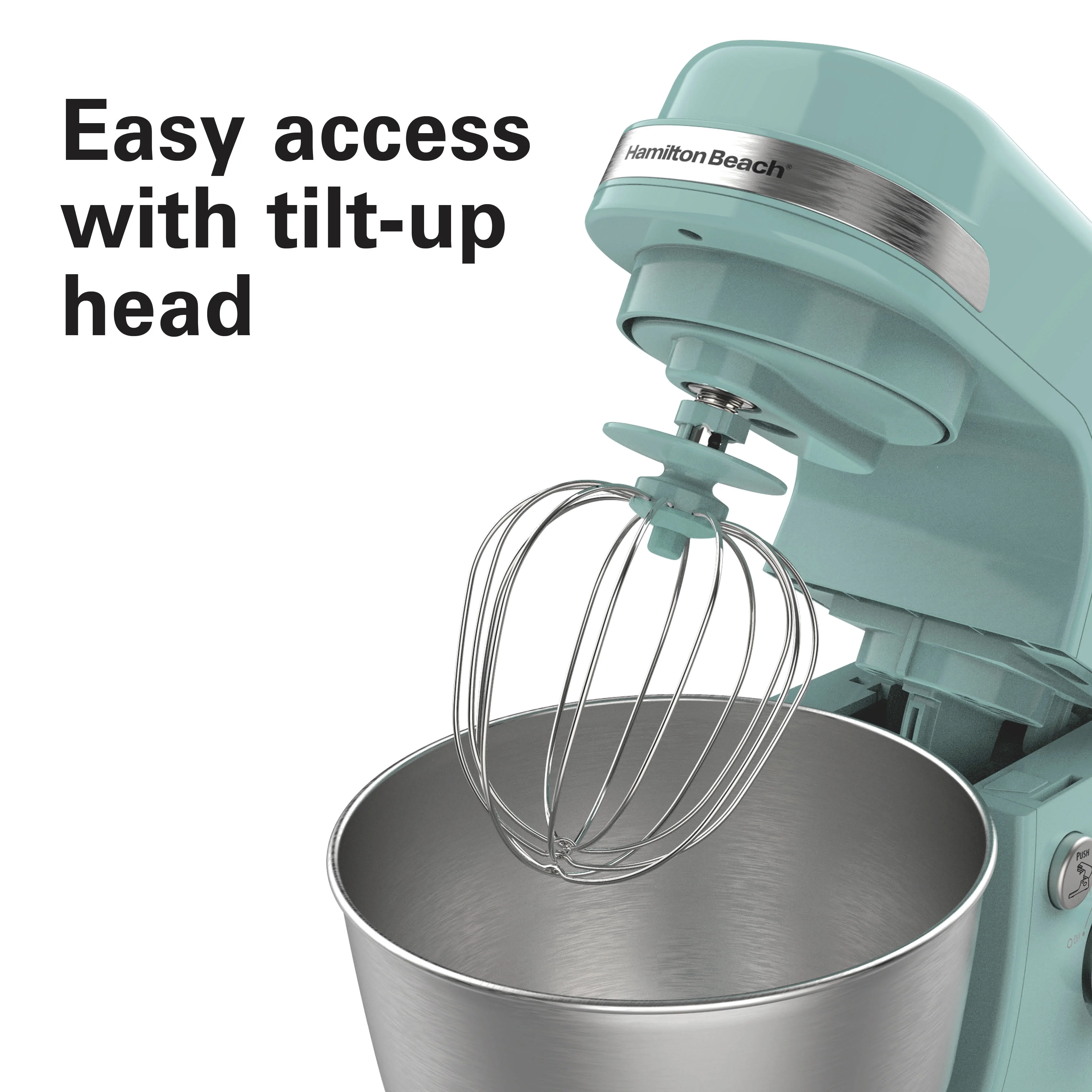 Hamilton Beach 4 Quart Stand Mixer for Kitchen, 7 Speeds, Tilt-Head, Dough Hook, Whisk & Flat Beater, White