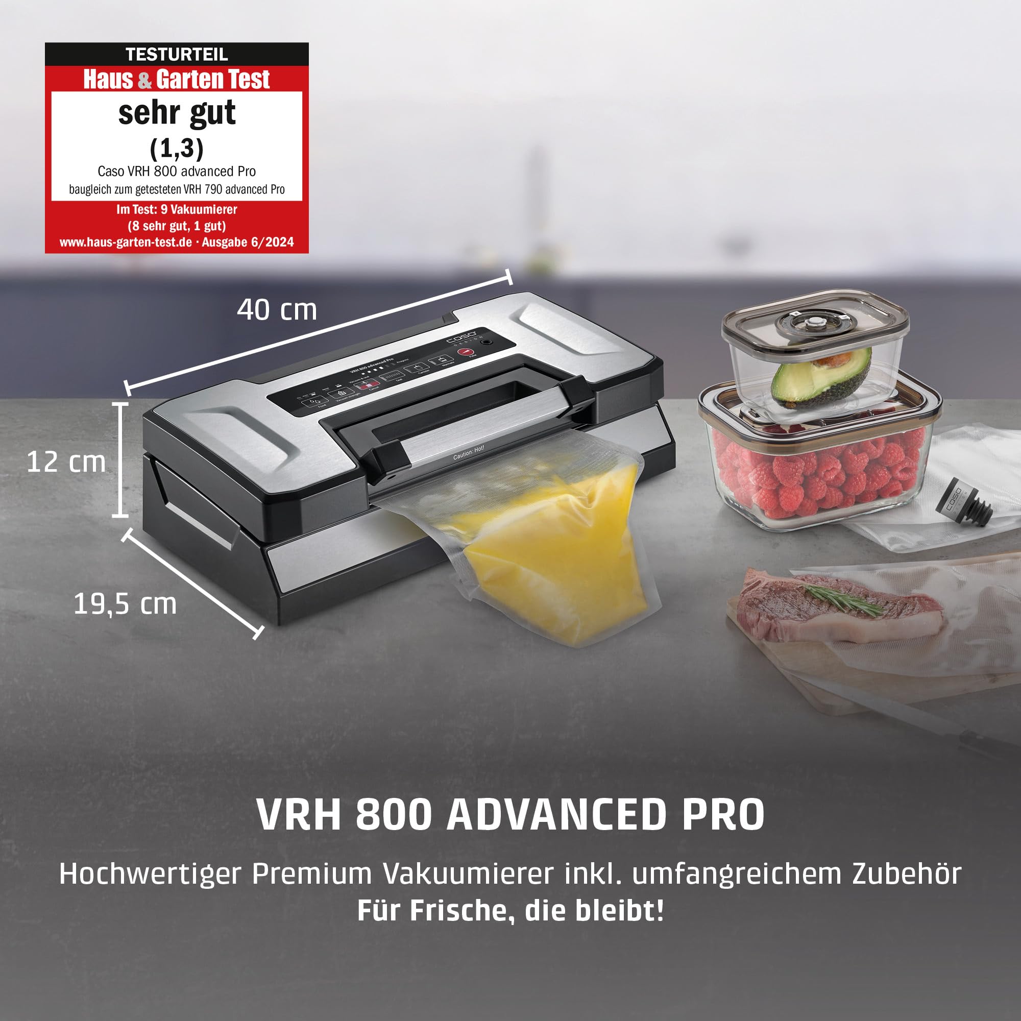 Vakuumierer mit Flüssigkeitsfunktion 30 cm Doppelnaht mit Rollenbox Cutter und Beuteln