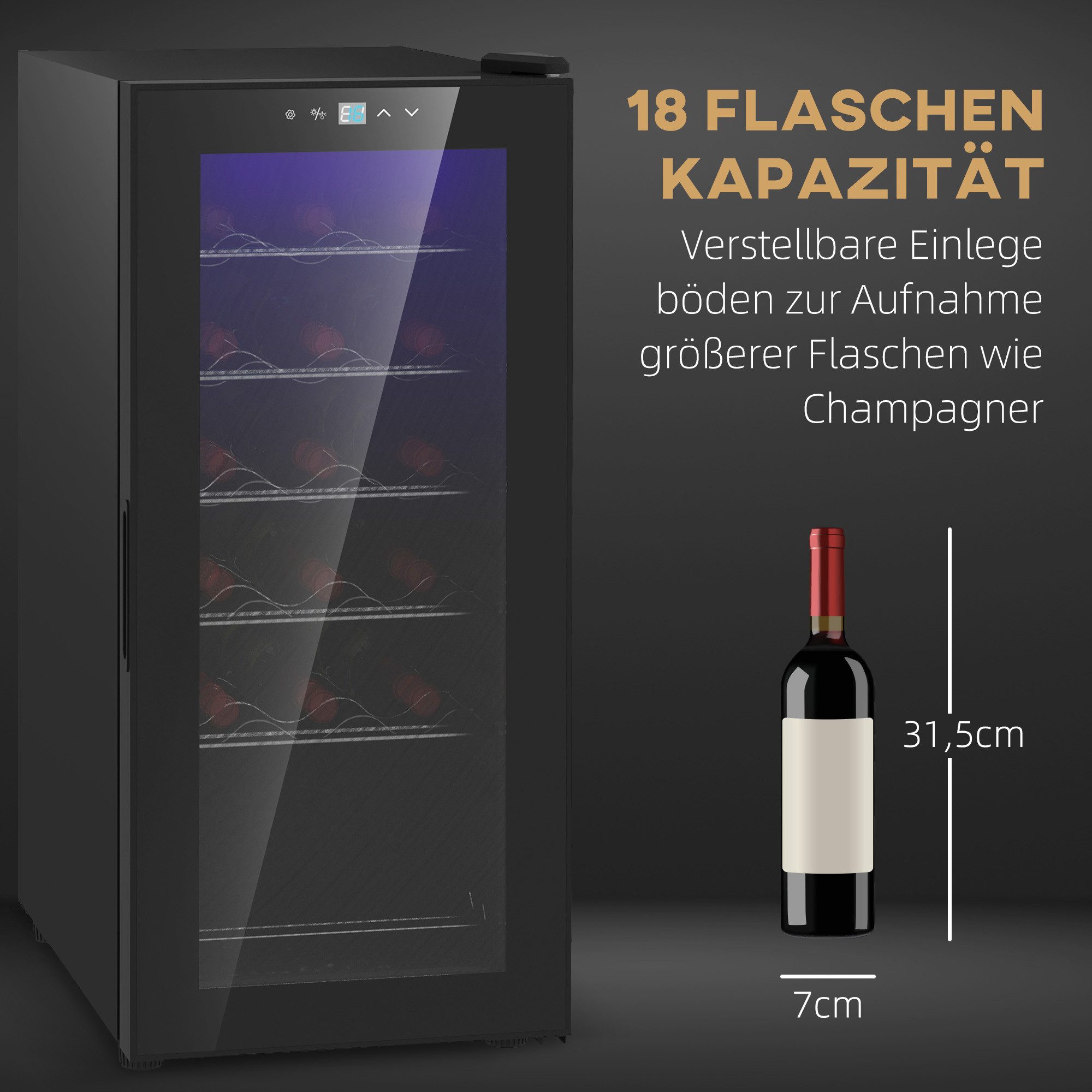 Weinkühlschrank Getränkekühlschrank mit Glastür