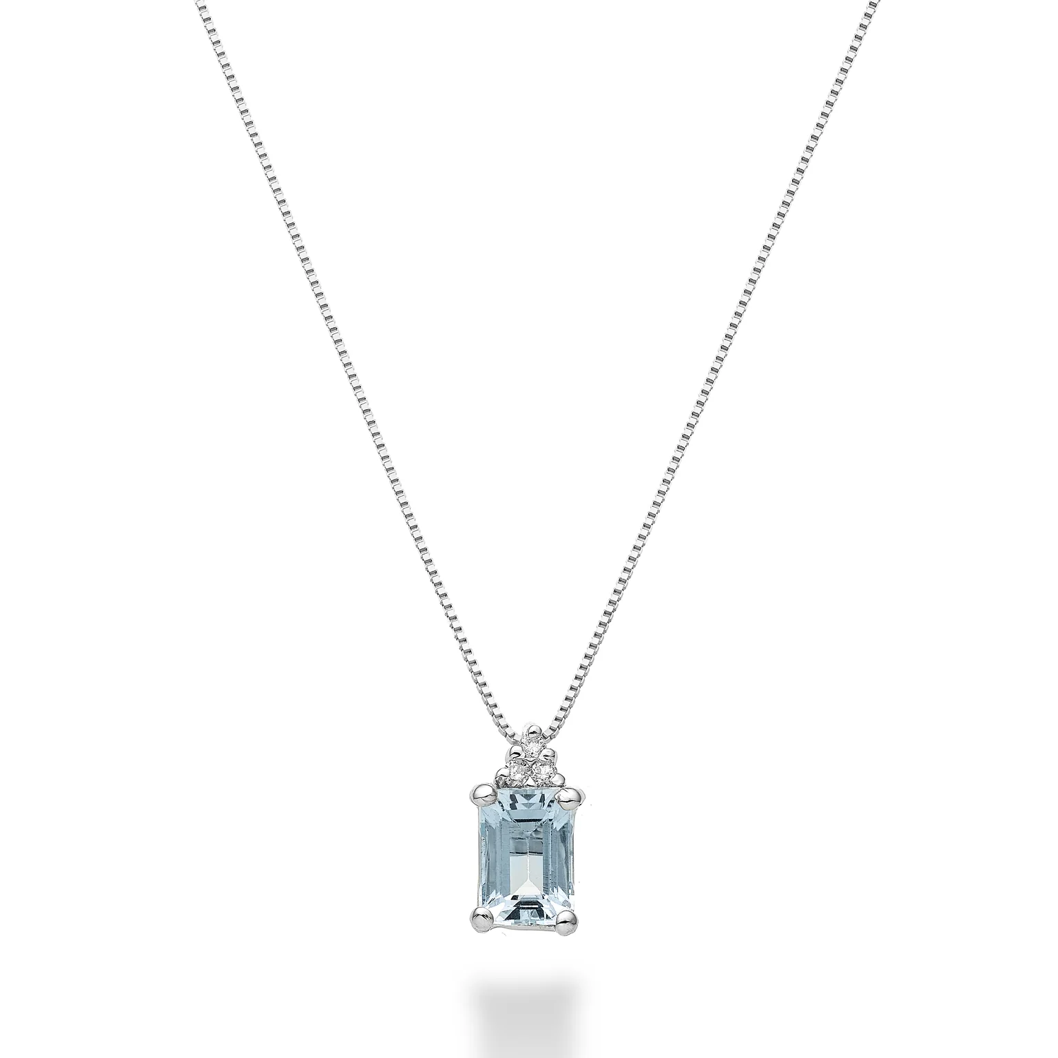 Collana Mikiko acquamarina ottagonale 6x4 ct 0,50 e diamanti ct 0,03
