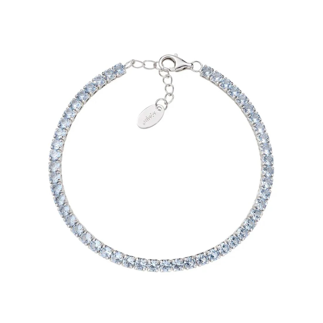 Bracciale Amen tennis in argento con pietre azzurre 3mm BT3BAC17