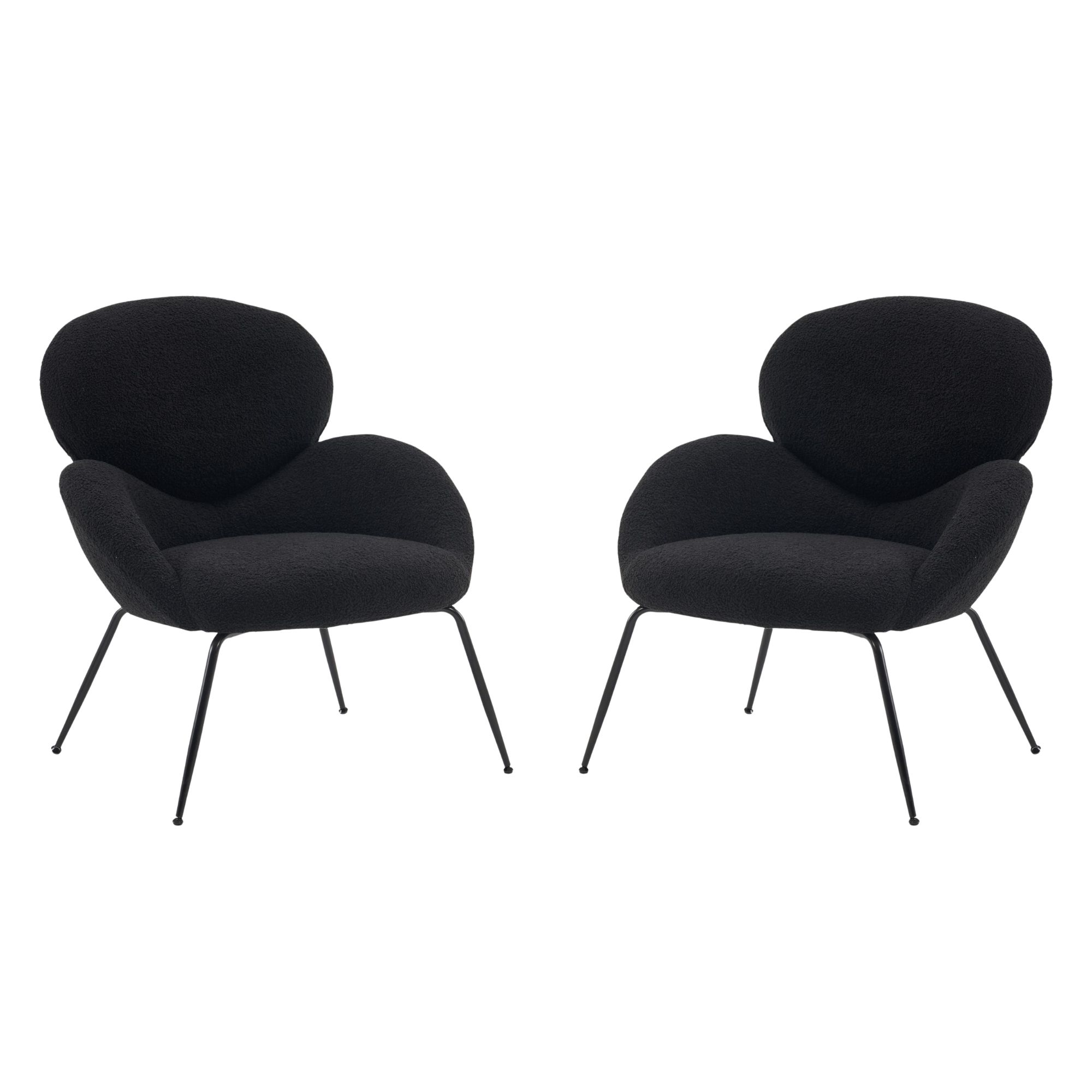 Ankleidestuhl mit samtartigem Bezug und Metallbeinen, moderner Freizeitstuhl für Wohnzimmer und Schlafzimmer, 74,1×77,9×81 cm, Schwarz