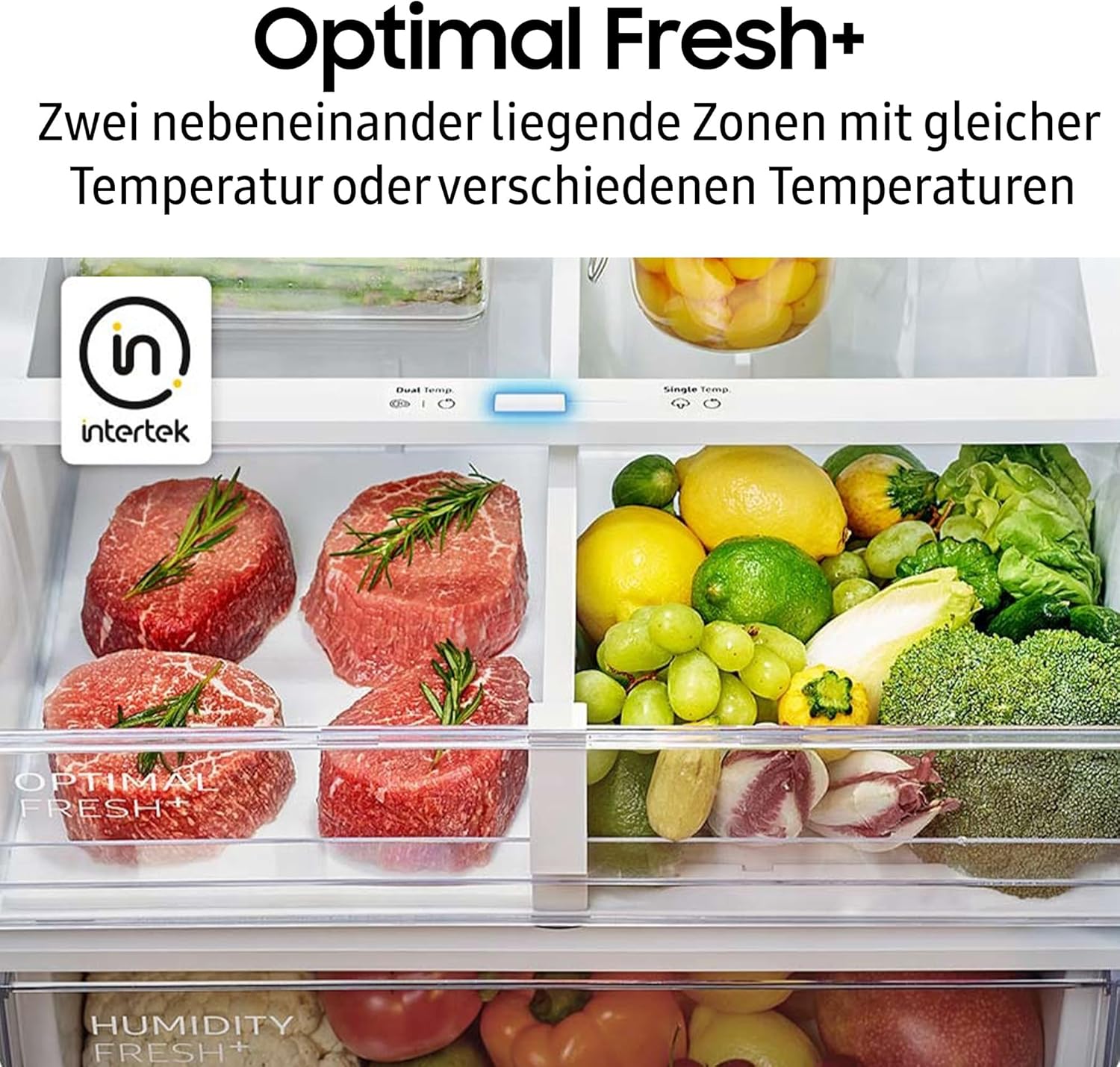 RL38T607BS9/EF Kühl-Gefrierkombination, 203 cm, 387 l, Kühlschrank mit Gefrierfach, Twin Cooling+, No Frost+, SpaceMax, Optimal Fresh+, Humidity Fresh, Edelstahl Look