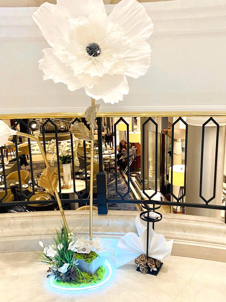 Amapola gigante de papel crepé, 1,8 m, decoración para bodas