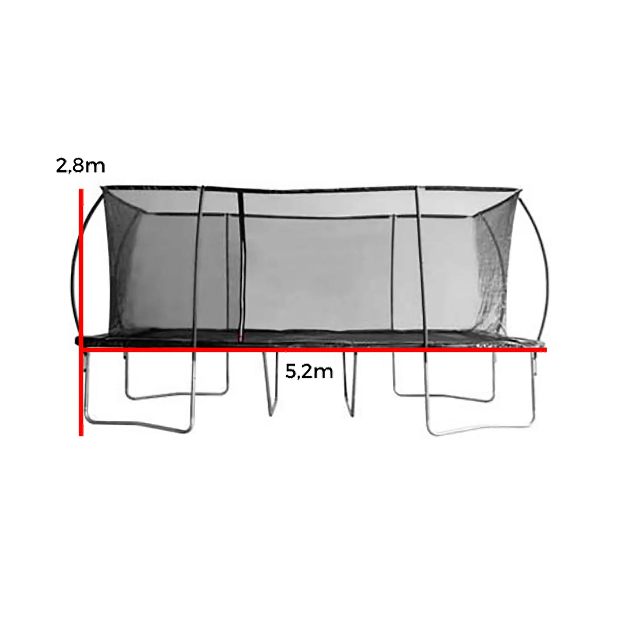 Gymsport Trampolin Rechteckig Advance, 5,2x3m, schwarz