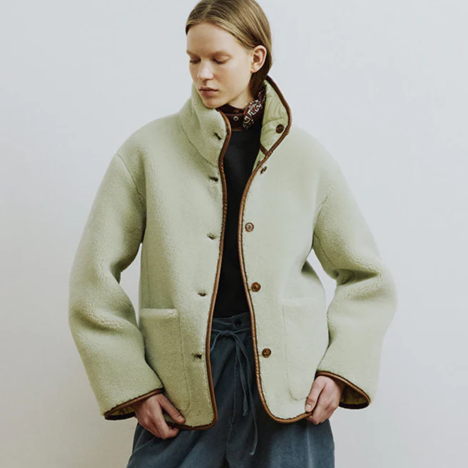 High Neck Reversible Lightweight Padded Jacket [Green Haze] �C Versatile Two-Way Winter Jacket