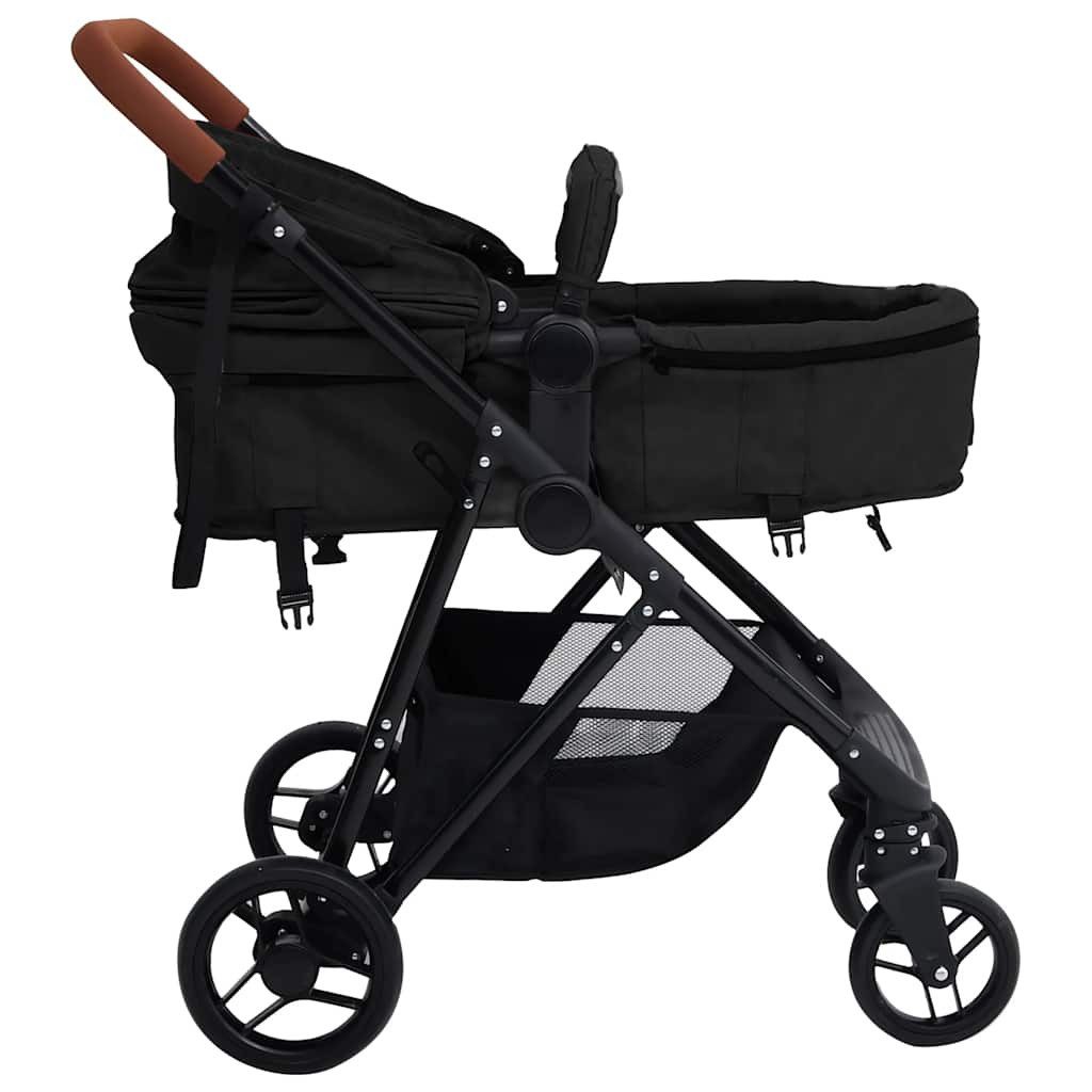 Kinder-Buggy 3-in-1 Kinderwagen Anthrazit und Schwarz Stahl