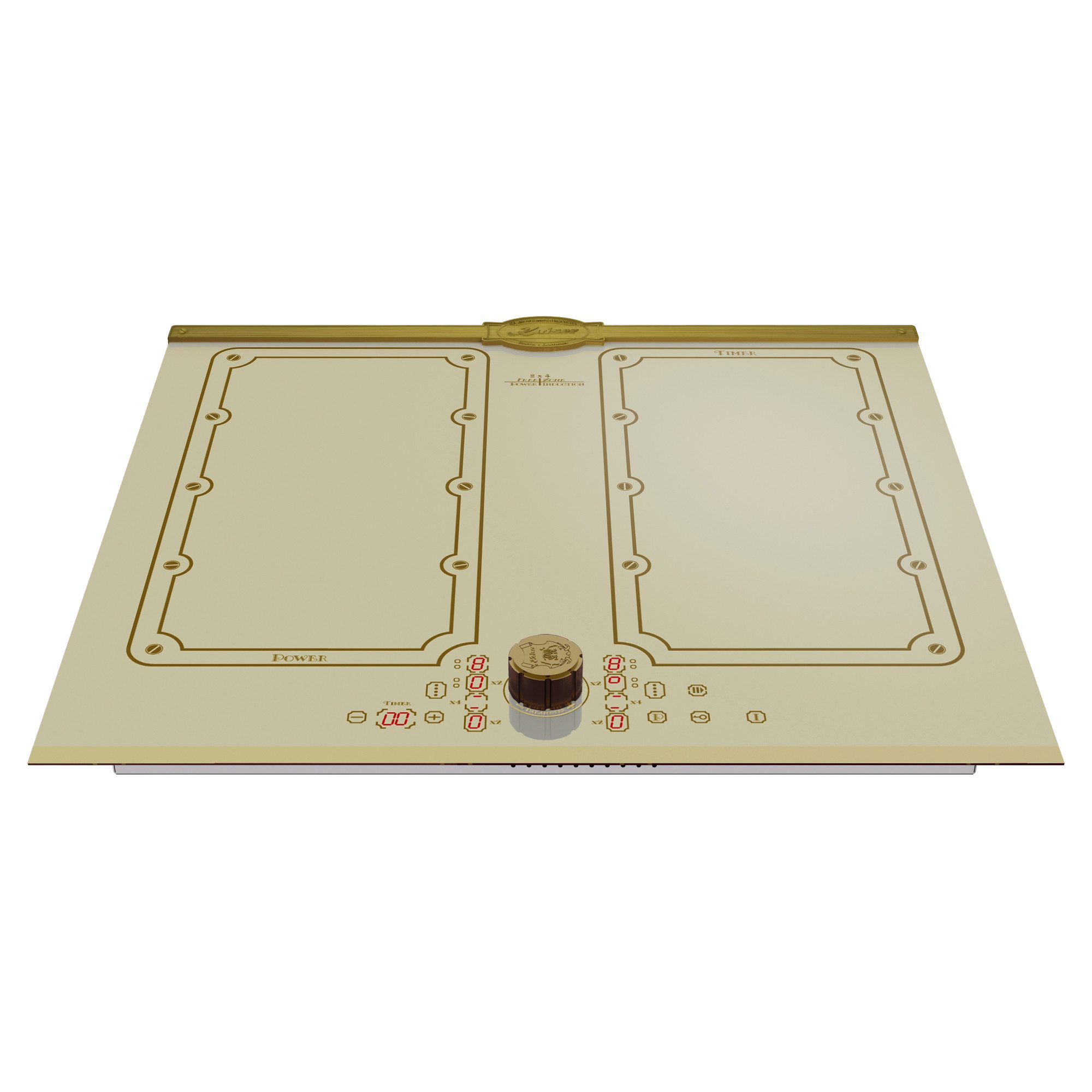 Induktions-Kochfeld Kaiser Empire KCT 6192 FI ElfEm+Grillplatte, Einbau Induktionskochfeld 60 cm Elfenbein stoßfeste Glaskeramik, 4×2 FLEX Induktions-Kochzonen mit Power-Funktion (Booster)