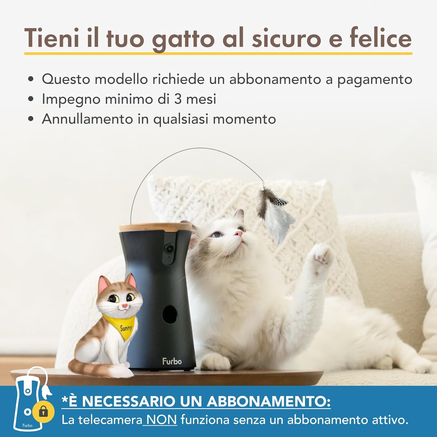 Furbo Videocamera 360° per Cani con Pacchetto Sicurezza Casa