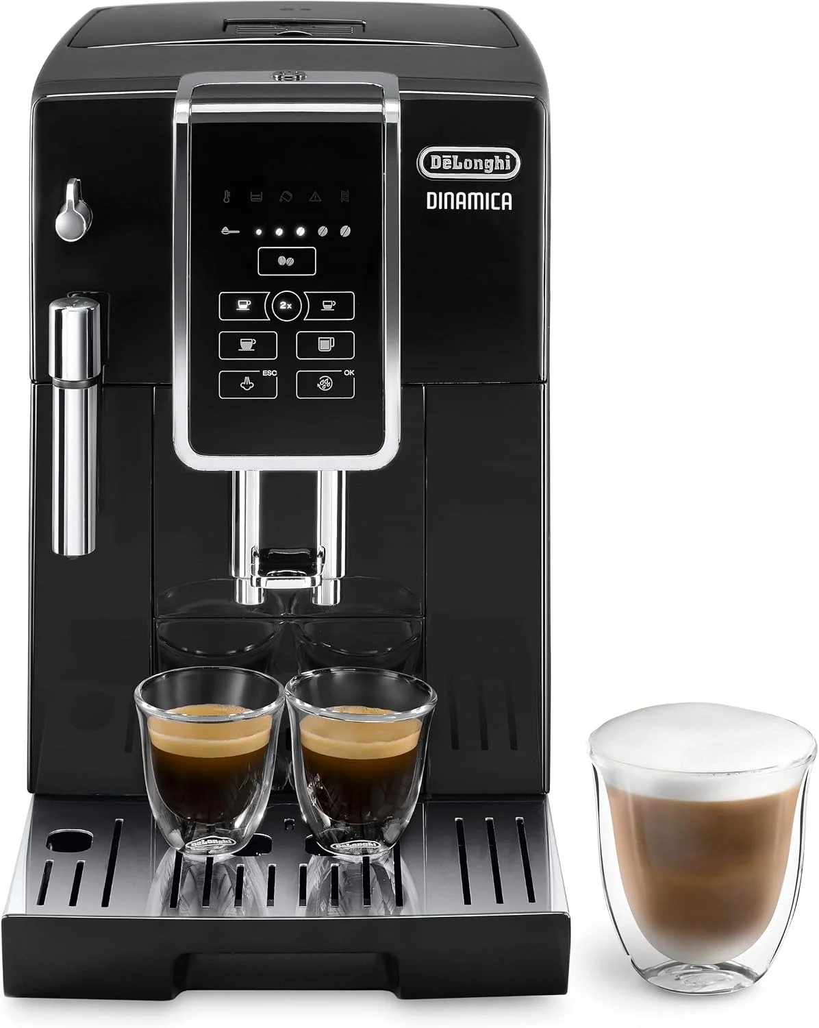 De'Longhi Kaffeevollautomat, Schwarz, Dinamica ECAM 350.15.B mit Milchaufschäumdüse für Cappuccino, 2-Tassen-Funktion