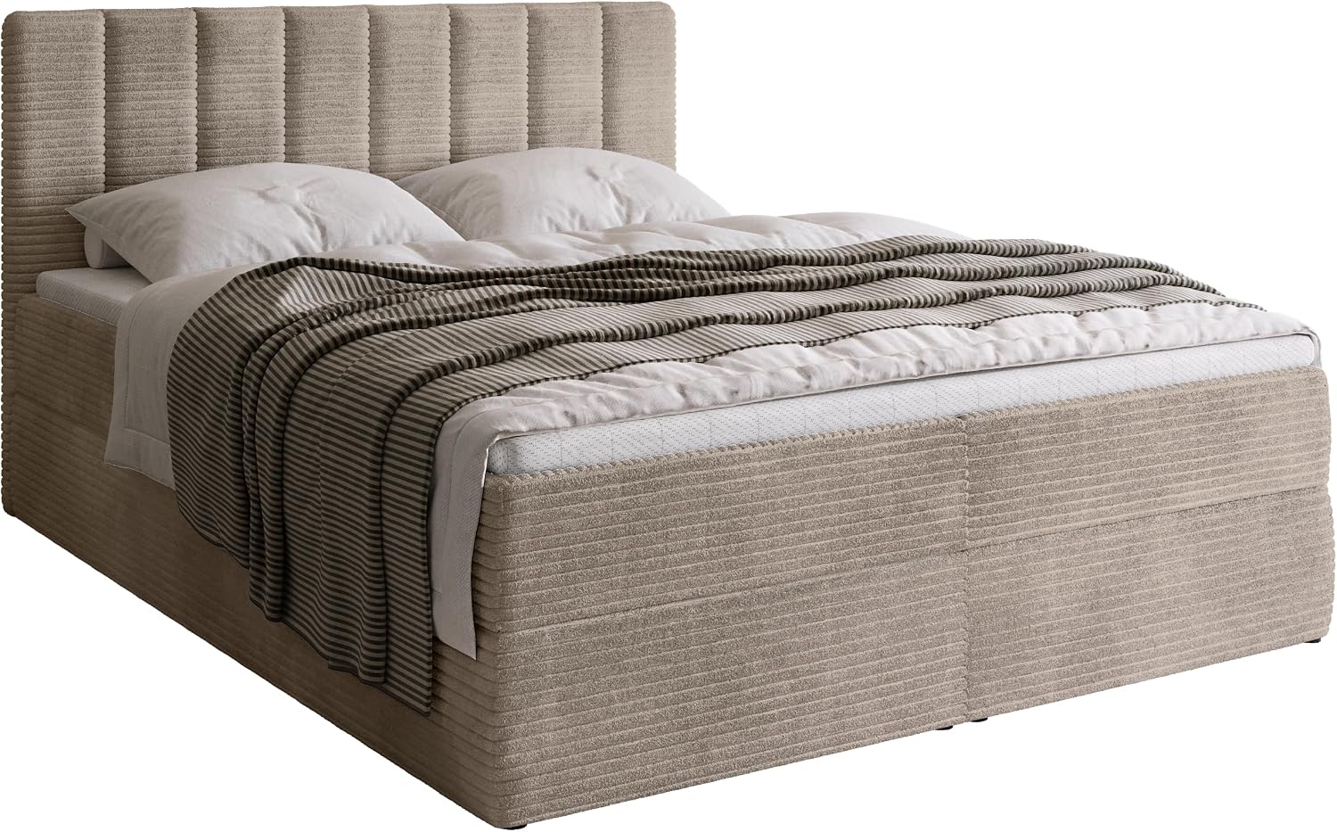 BROMARKT Boxspringbett mit Matratze 180x200cm Bett mit Topper Beige