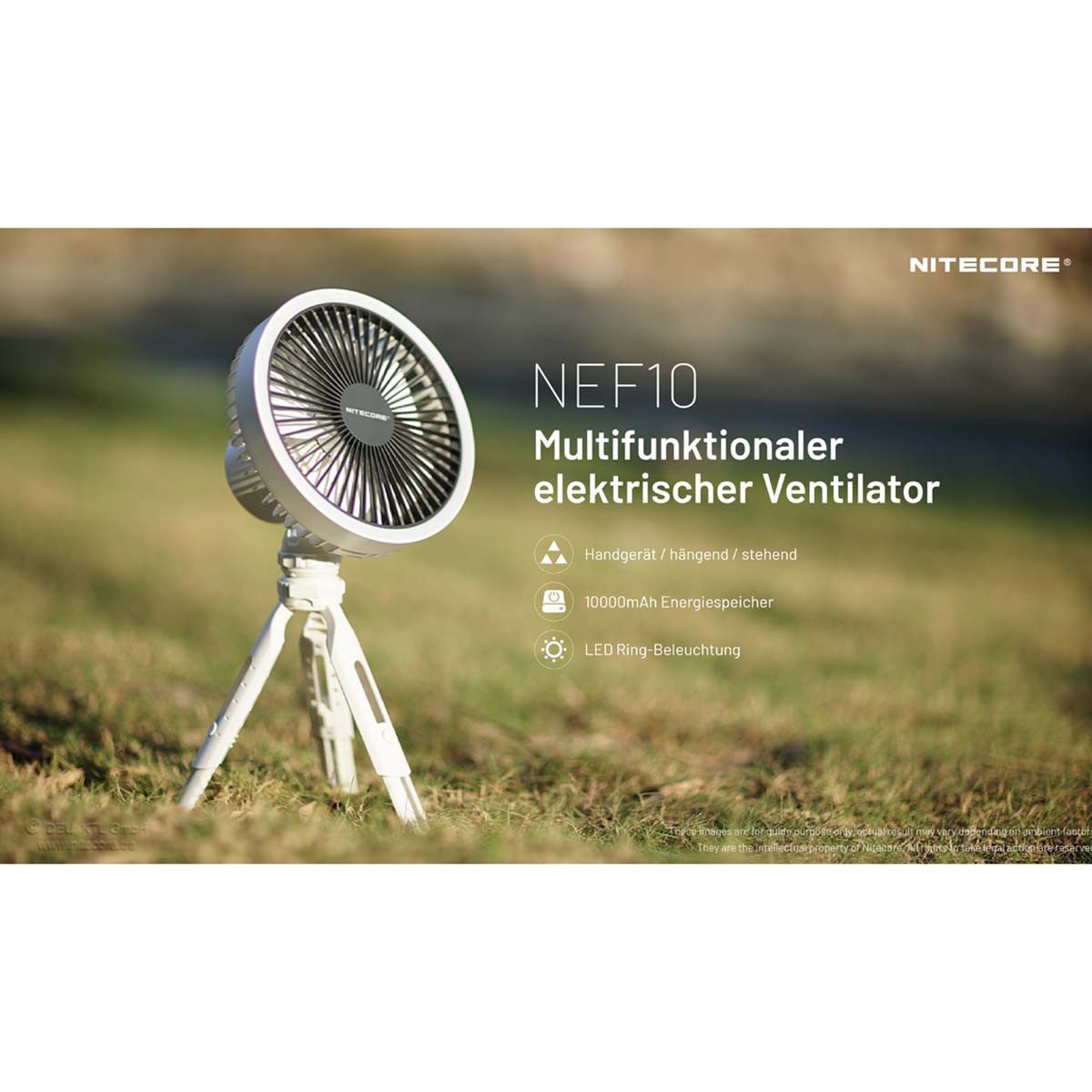 Tischventilator NEF10 mit LED-Licht - Ventilator Weiß