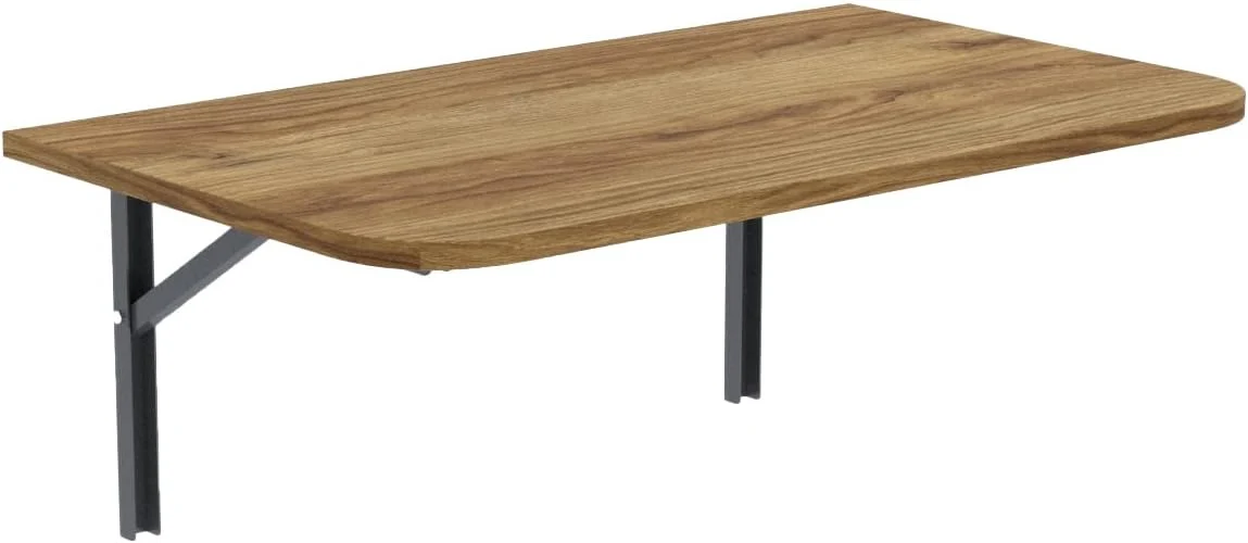 AKKE Klapptisch Wandklapptisch Esstisch, 100cm x 60cm, Klappbar Faltbar Platzsparend, Abgerundete Ecken, Urgestein-Eiche