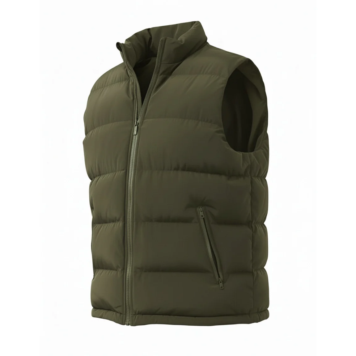 12 Pack Adult Zip Up Puffer Vest in Olive