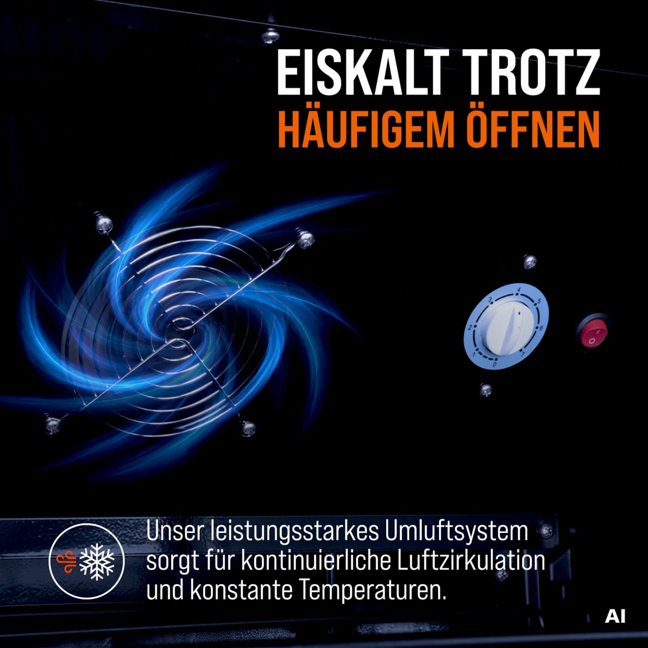 Getränkekühlschrank 230 L, schwarz, mit Glastür abschließbar und 4 verstellbaren Rosten, 0-8 °C Umluftkühlung