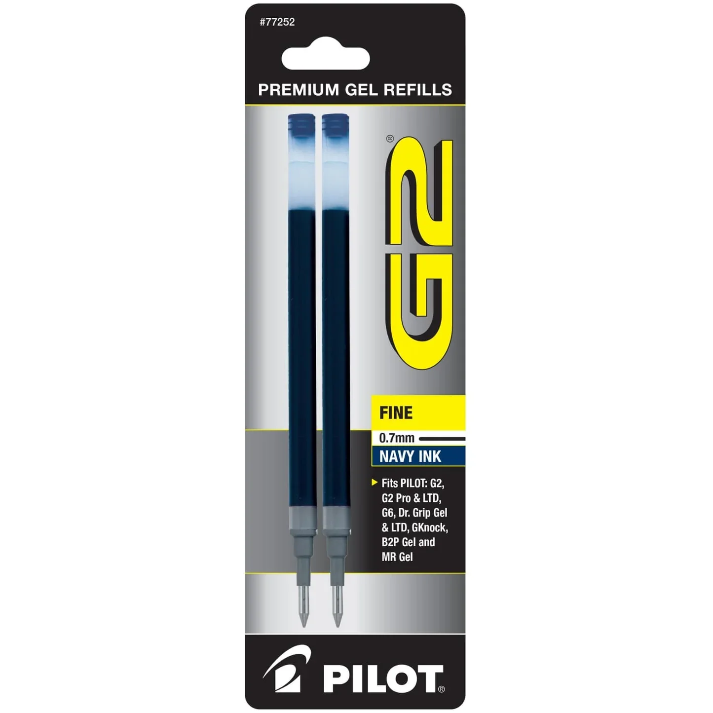 Pilot G2 Gel Ink Refills, Navy, 2 Pack