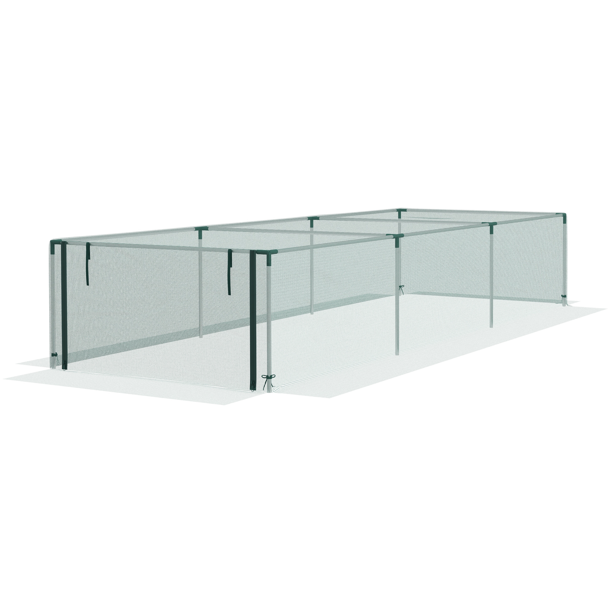 Outsunny Pflanzenschutznetz, Gemüseschutz, Reißverschlusstür, Stahlrahmen, 125x125x62,5 cm, Grün/Silber