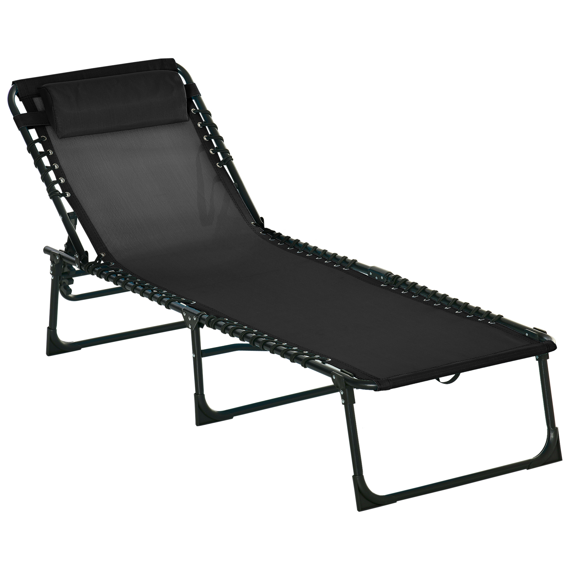 Outsunny Sonnenliege, klappbar, atmungsaktiver Bezug, Metallrahmen, 197 x 58 x 76 cm, Schwarz