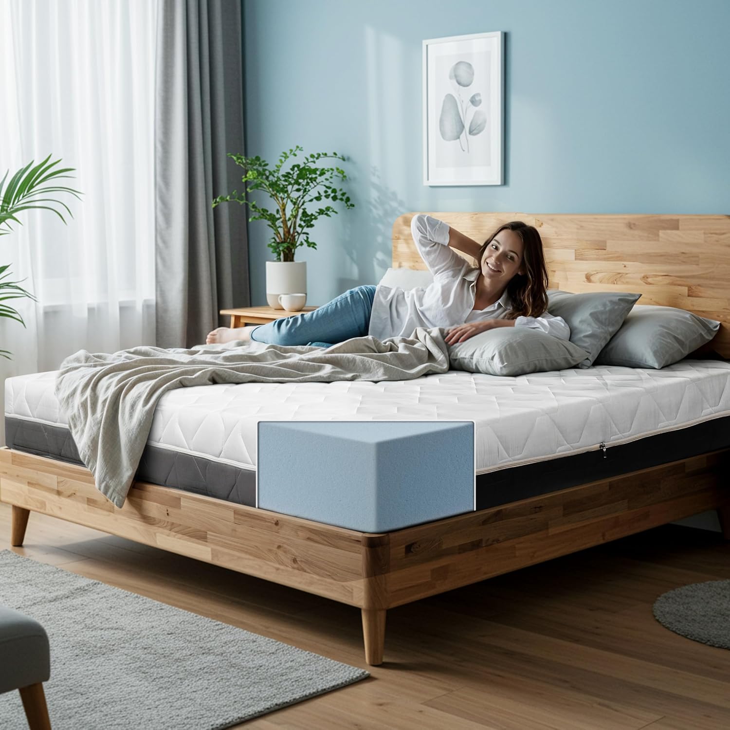 TANHK Memory Mattress Made in Italy | Medium Rigid Orthopaedic | Pressure Point Relief System | Hypoallergenic, Antibacterial and Anti-Dust Mite | Breathable (Memory Mattress, 90 x 200)