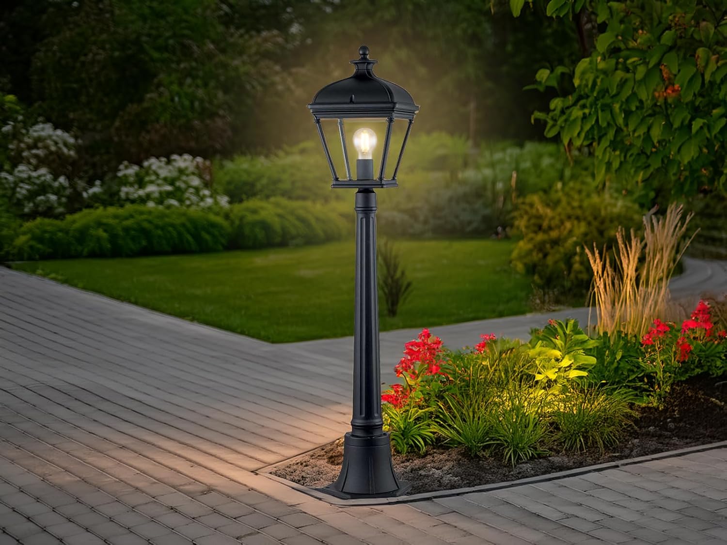 meineWunschleuchte Wegeleuchte im Landhausstil, Gartenlaterne mit Echtglas, Höhe 104cm