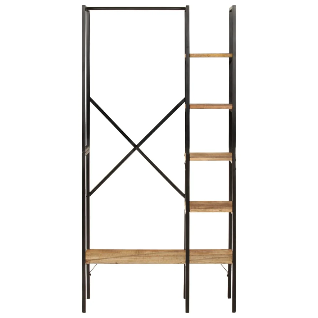 Appendiabiti con Ripiani 90x40x190cm Legno Massello Mango Ferro
