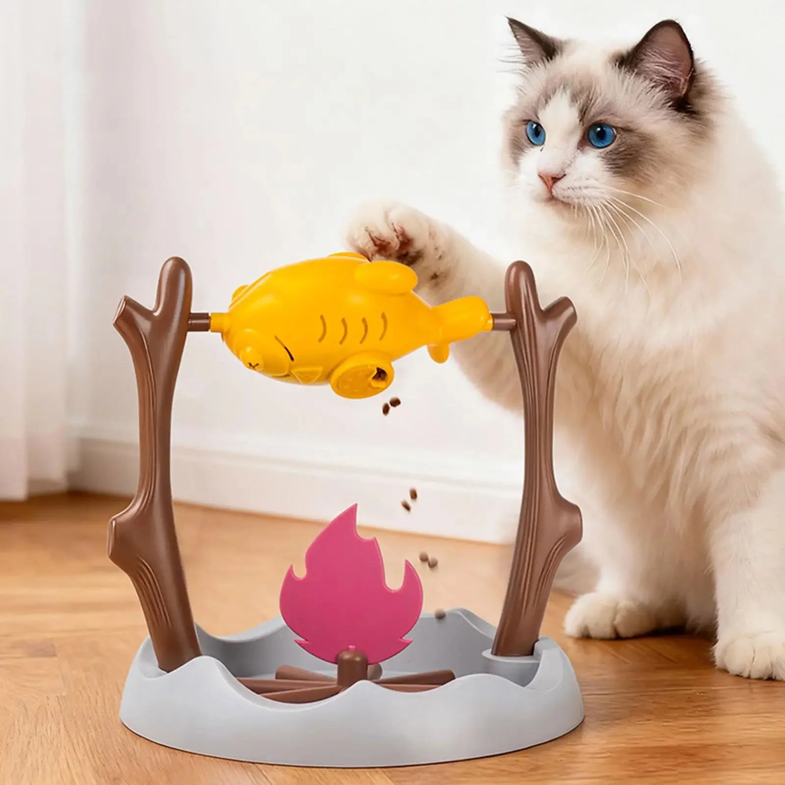 Interactive Cat Slow Feeder �C Rotating Drumstick Dispenser with Adjustable Food Release