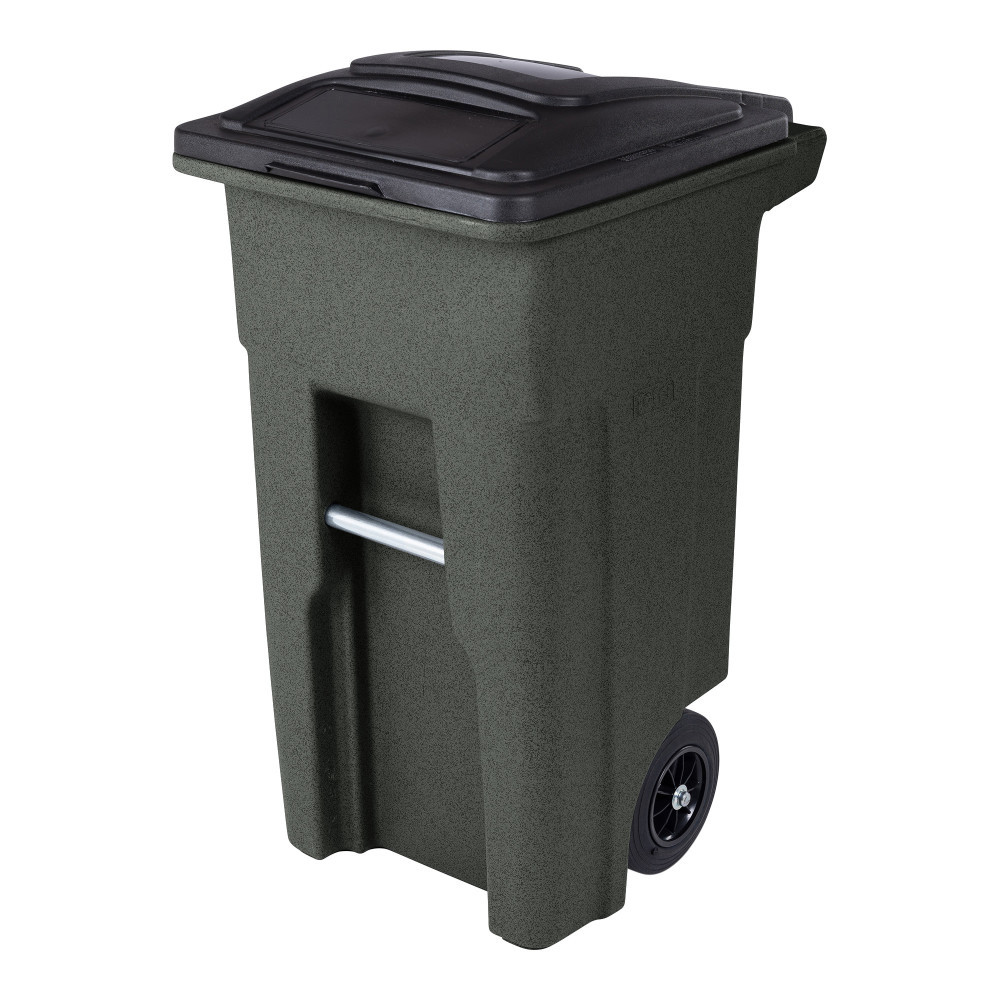 Toter 32 Gallon Trash Can, Greenstone, Quiet Wheels, Attached Lid, Durable Recycling Bin